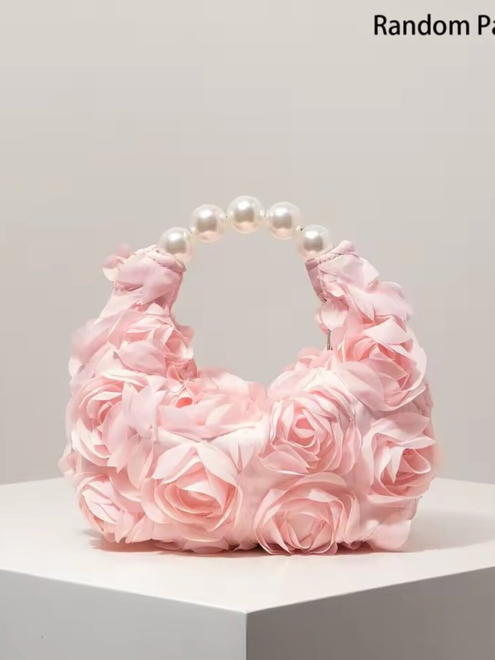 🌸 Floral Pop Pink Rose Handbag with Pearl Handle | Statement Purse | Cottagecor